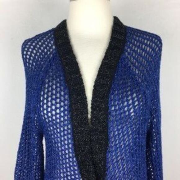 Plenty by Tracy Reese NWT Blue Open Weave Cardigan  Small - Picture 3 of 9